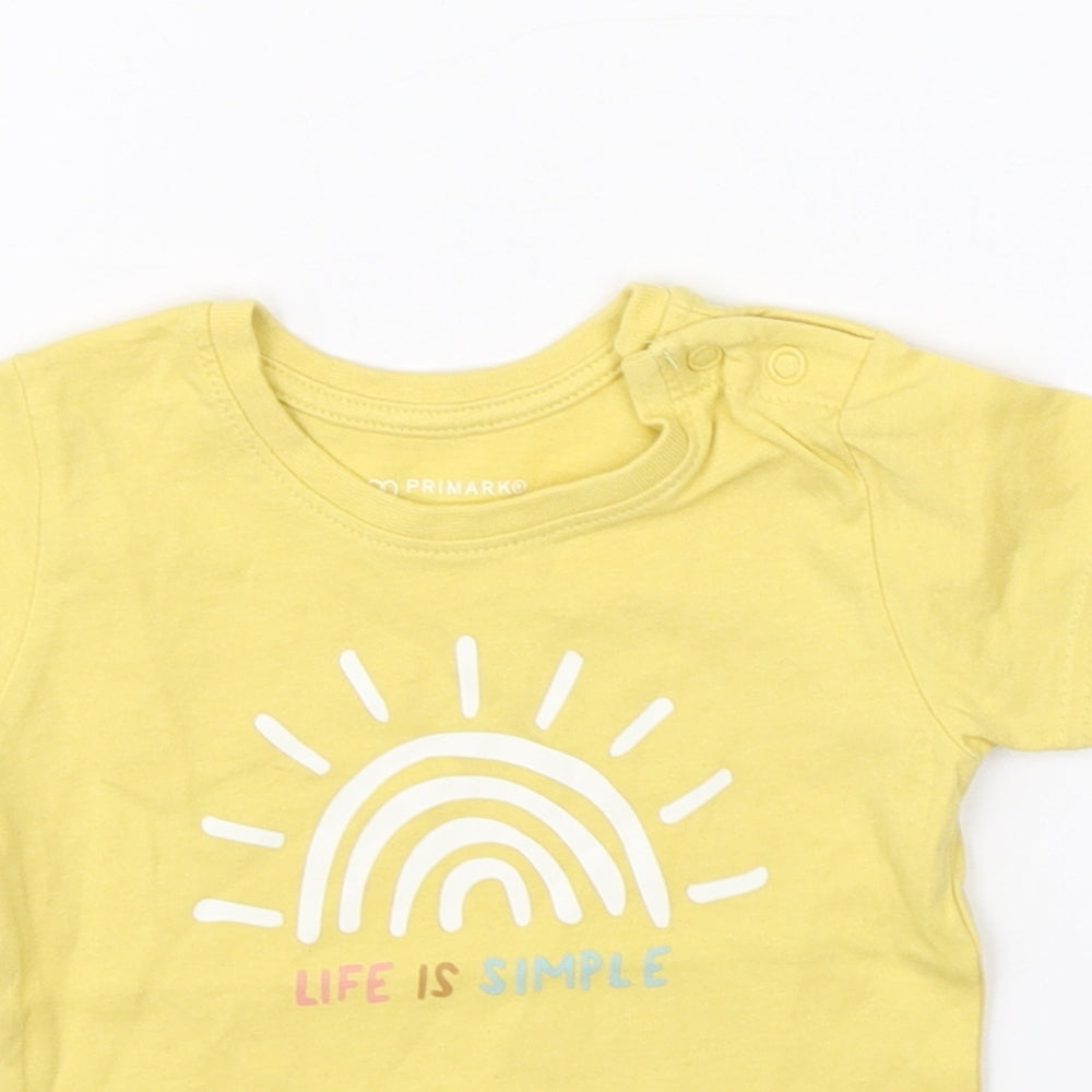 Primark Girls Yellow   Basic T-Shirt Size 6-9 Months