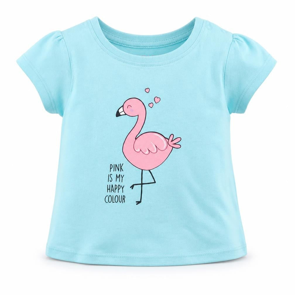 Front view of Primark girls’ blue basic t-shirt, size 6-9, months