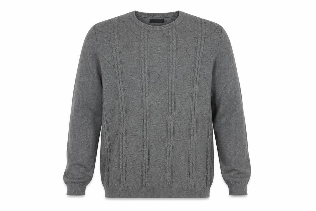 Front view of ASOS men’s grey jumper, size 2XL