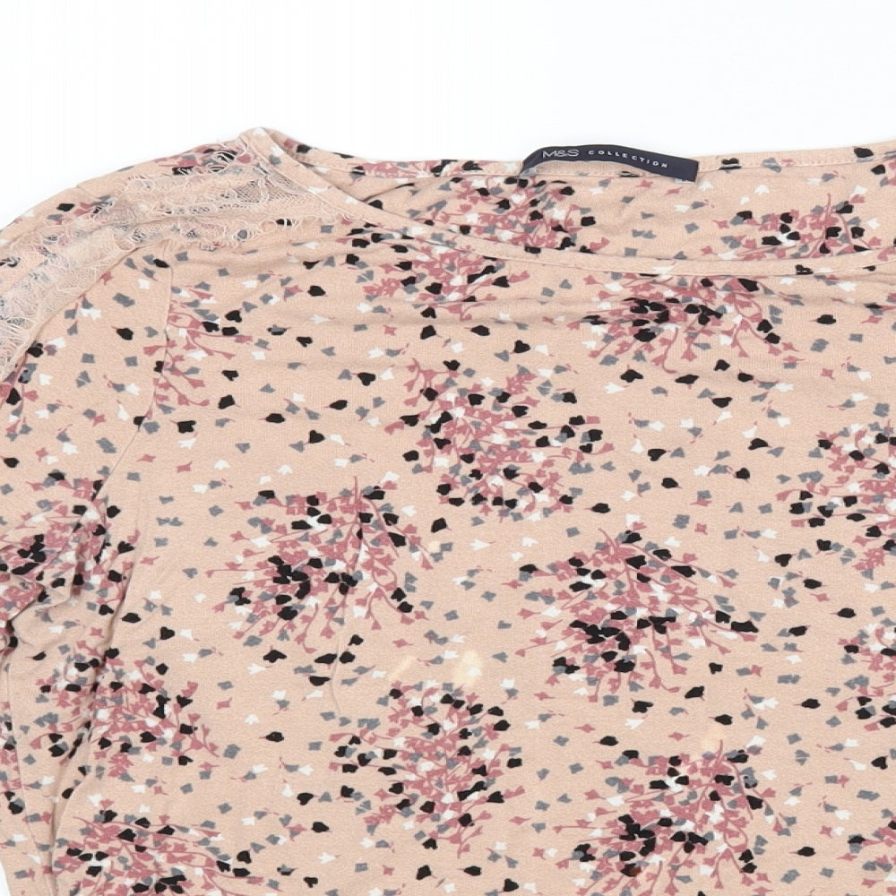 M&S Womens Pink Floral  Basic Blouse Size 12