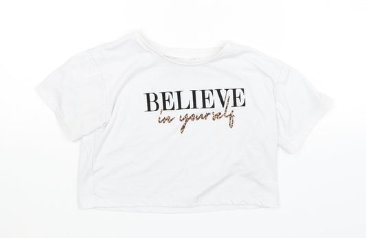 George Girls White   Basic T-Shirt Size 3-4 Years