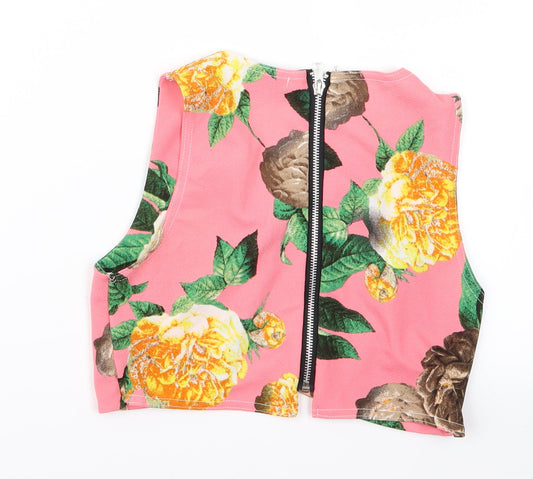dolls Womens Pink Floral  Cropped Tank Size M