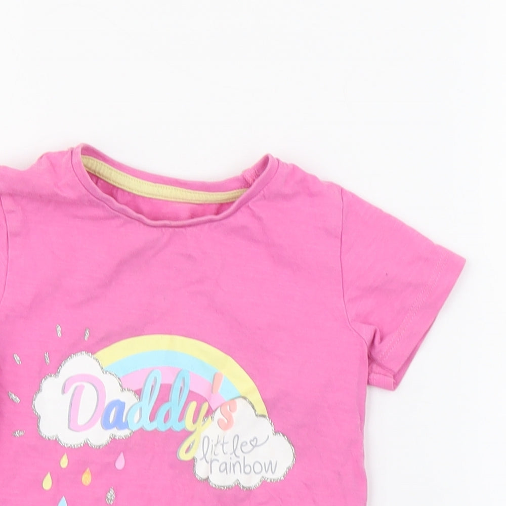 I LOVE MY TEE Girls Pink   Basic T-Shirt Size 2-3 Years  - daddys litlle raindow