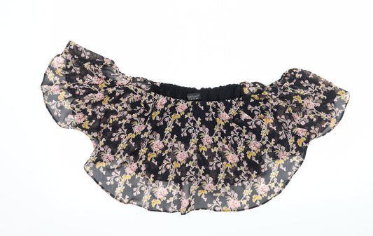 Topshop Womens Black Floral Chiffon Basic Blouse Size 14