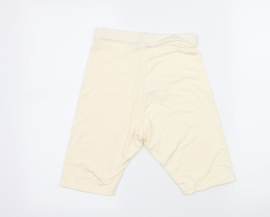 PRETTYLITTLETHING Womens Ivory  Jersey Compression Shorts Size 8