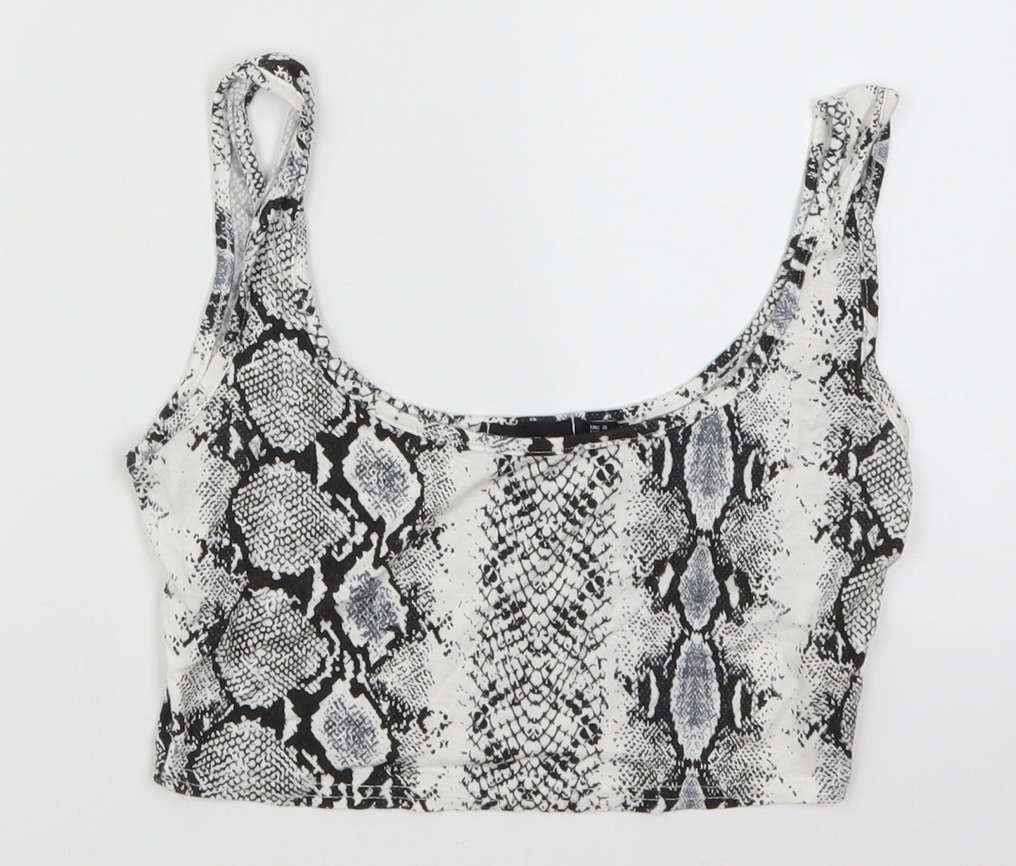 PRETTYLITTLETHING Womens Grey Animal Print  Cropped Tank Size 8