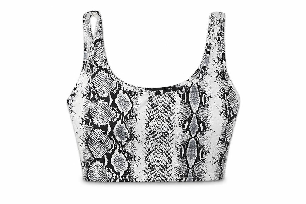 PRETTYLITTLETHING Womens Grey Animal Print  Cropped Tank Size 8