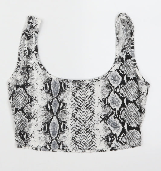 PRETTYLITTLETHING Womens Grey Animal Print  Cropped Tank Size 8