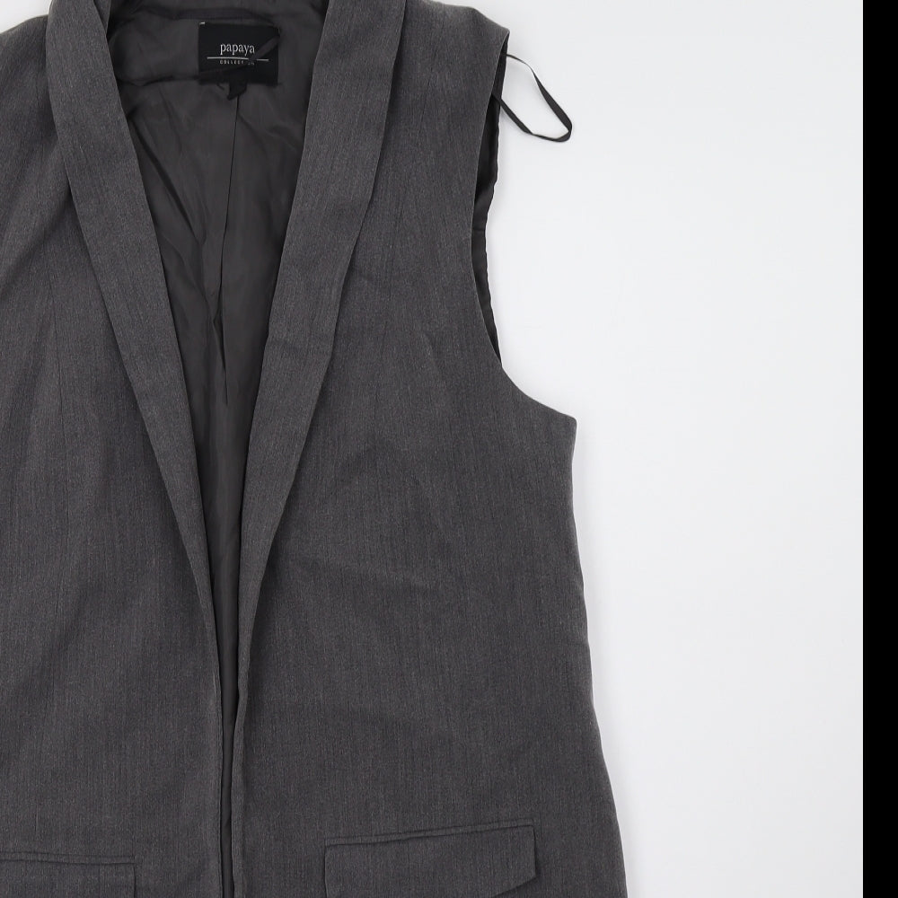 Papaya Womens Grey   Gilet Blazer Size 12
