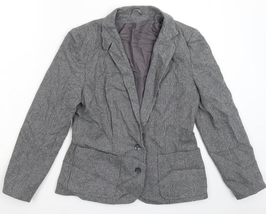 Preworn Womens Grey Houndstooth  Jacket Blazer Size 12