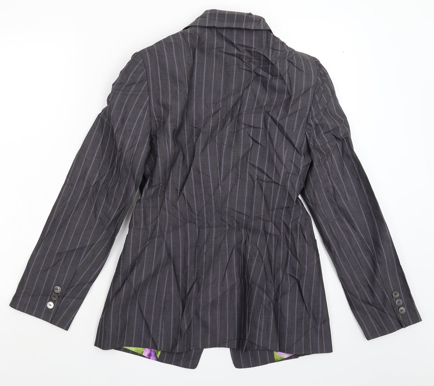 Luis Civit Womens Grey Striped  Jacket Suit Jacket Size 8