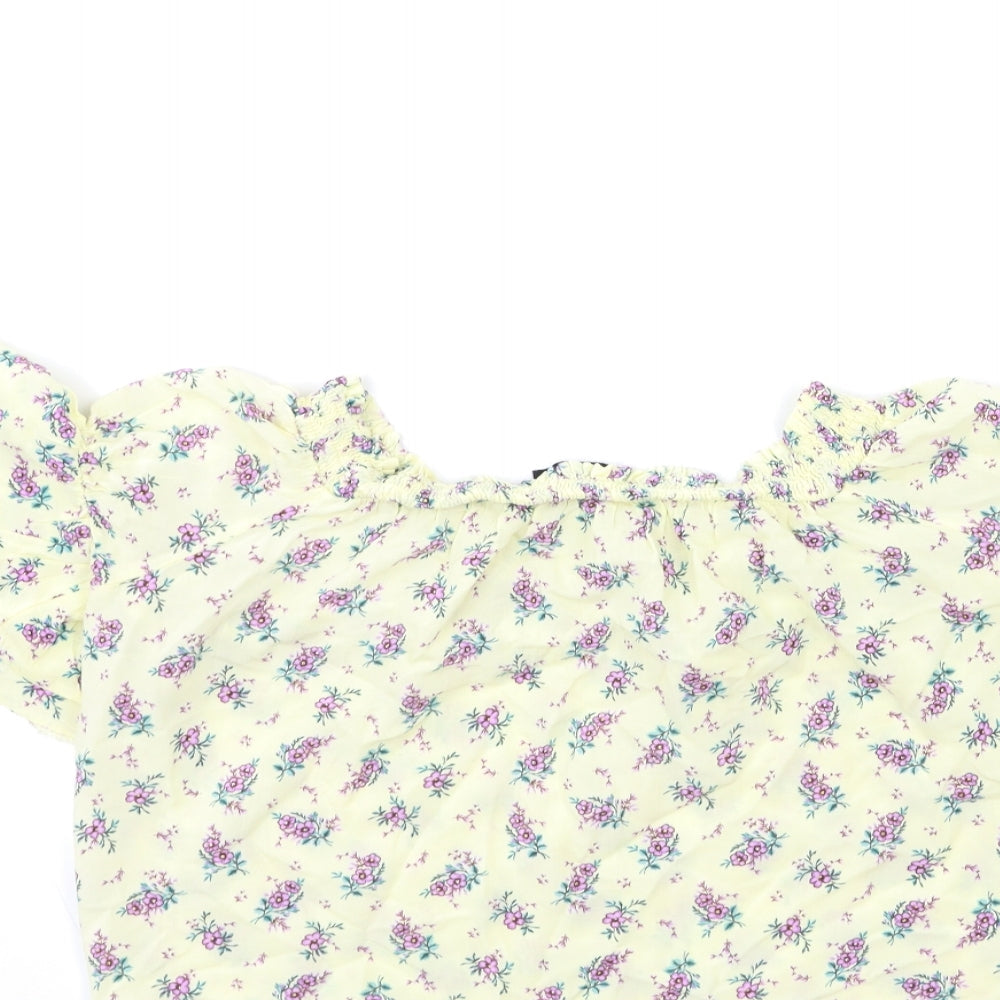 New Look Womens Yellow Floral  Basic Blouse Size 10