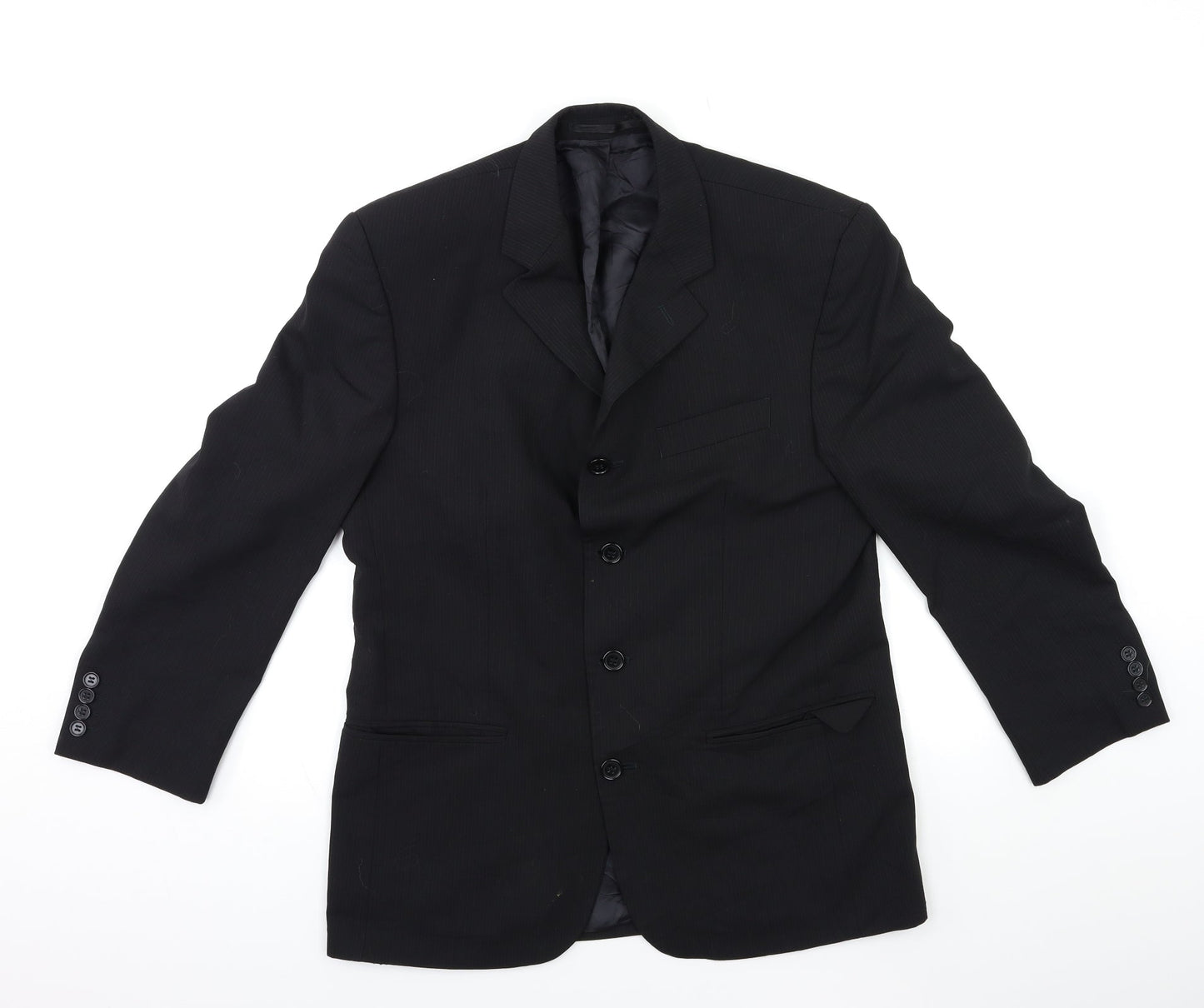 Johnathan Adams Mens Black Striped  Jacket Suit Size 38