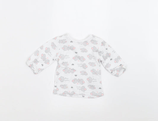 Ergee Girls White   Basic T-Shirt Size 0-3 Months  - Elephant Print