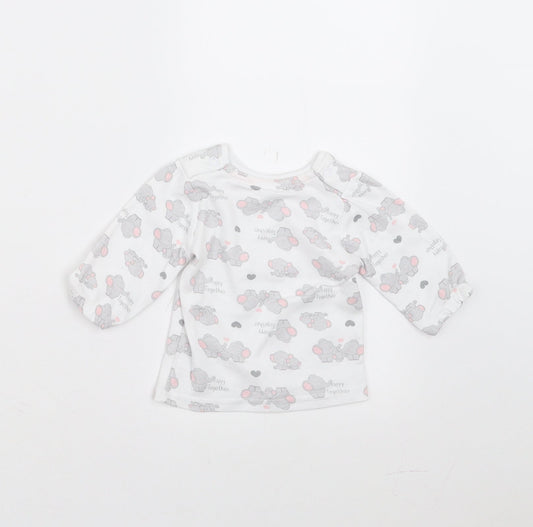 Ergee Girls White   Basic T-Shirt Size 0-3 Months  - Elephant Print