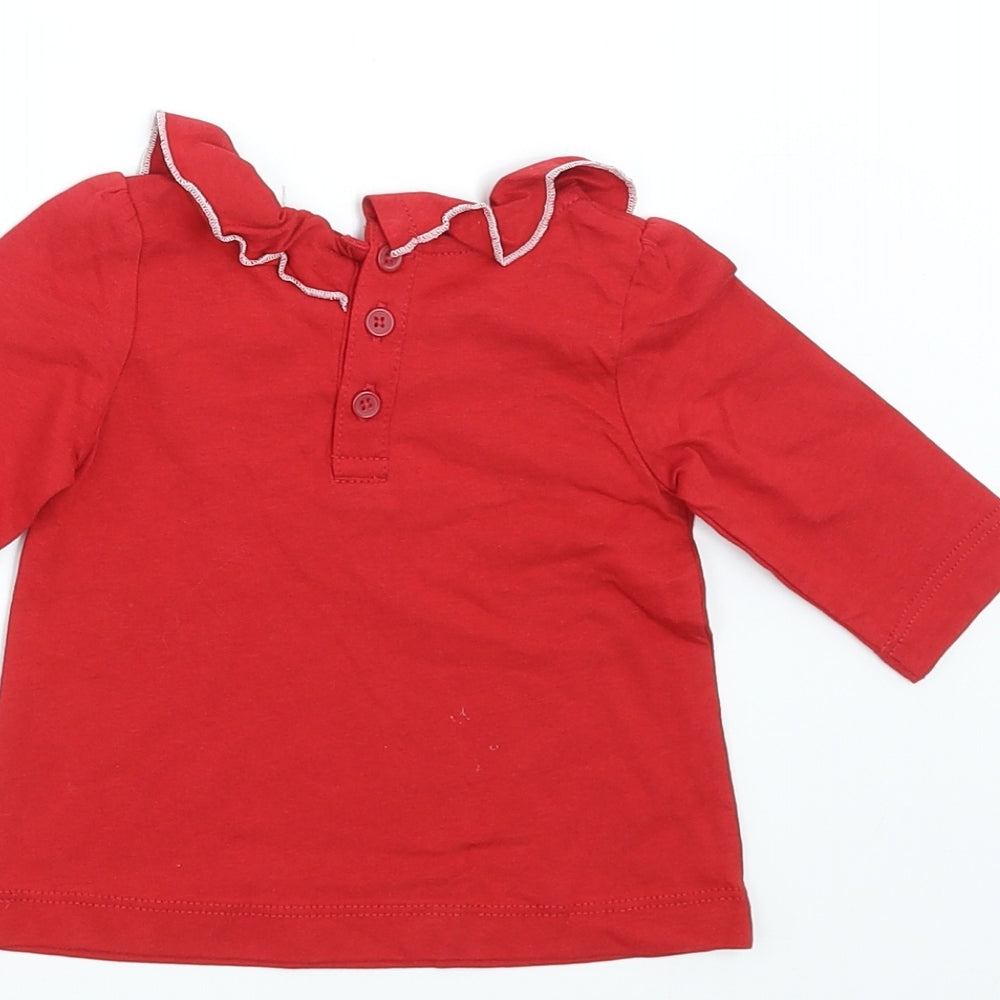 Matalan Girls Red   Basic T-Shirt Size 0-3 Months