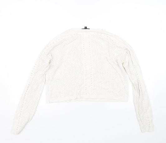 Topshop Womens Beige Polka Dot  Pullover Jumper Size 10  - holes on back and sleeves
