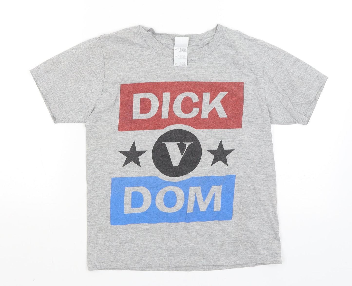 Gildan Boys Grey   Basic T-Shirt Size 10-11 Years  - Dick V Dom