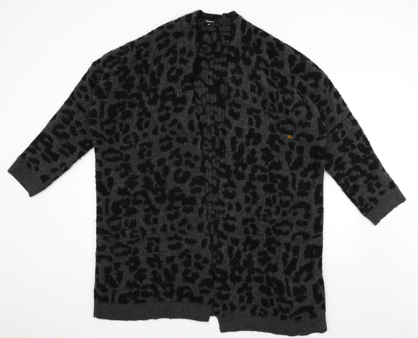 Pep & Co Womens Black Animal Print  Wrap Jumper Size 16