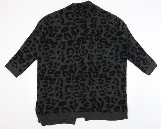 Pep & Co Womens Black Animal Print  Wrap Jumper Size 16