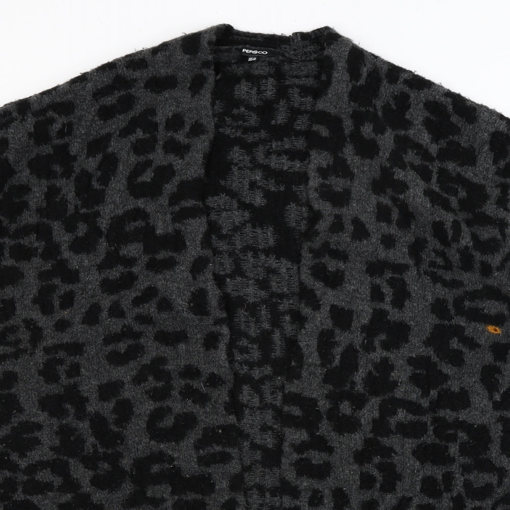 Pep & Co Womens Black Animal Print  Wrap Jumper Size 16