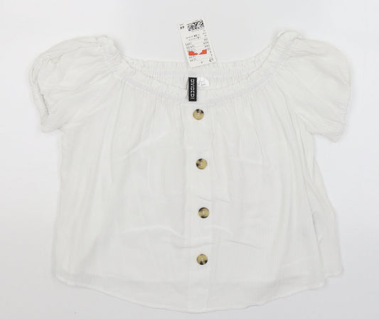 Divided Womens White   Basic T-Shirt Size 6