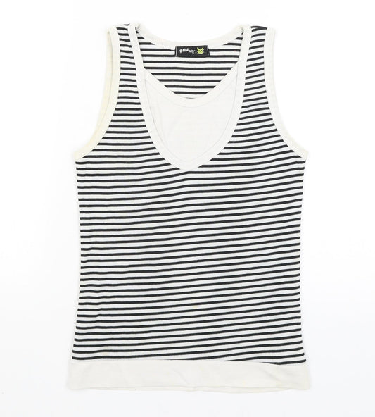 Bunny Womens White Striped  Basic Tank Size 8