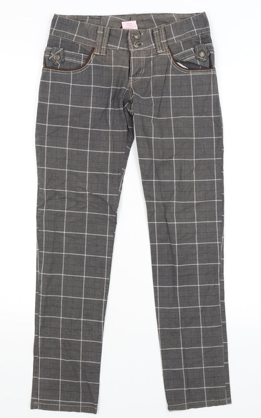 Toffee Womens Grey Plaid  Trousers  Size S L27.5 in