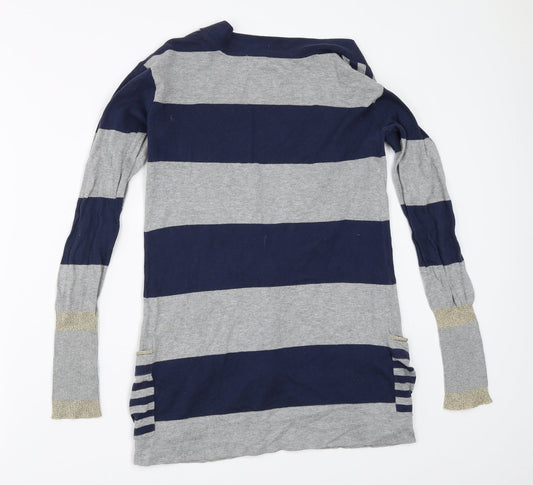 River Island Womens Grey Striped  Cardigan Jumper Size 6