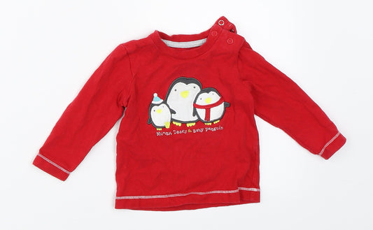 BHS Girls Red   Basic T-Shirt Size 6-9 Months