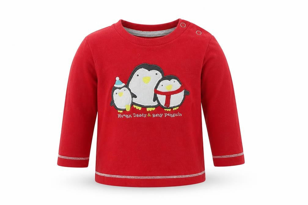 Front view of BHS girls’ red basic t-shirt, size 6-9, months