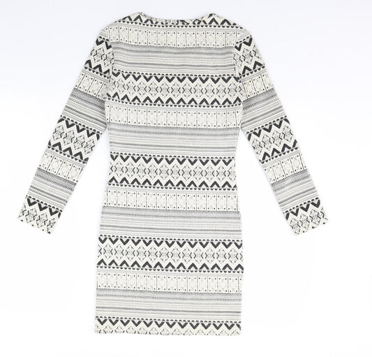 Topshop Womens Ivory Geometric  Bodycon  Size 8