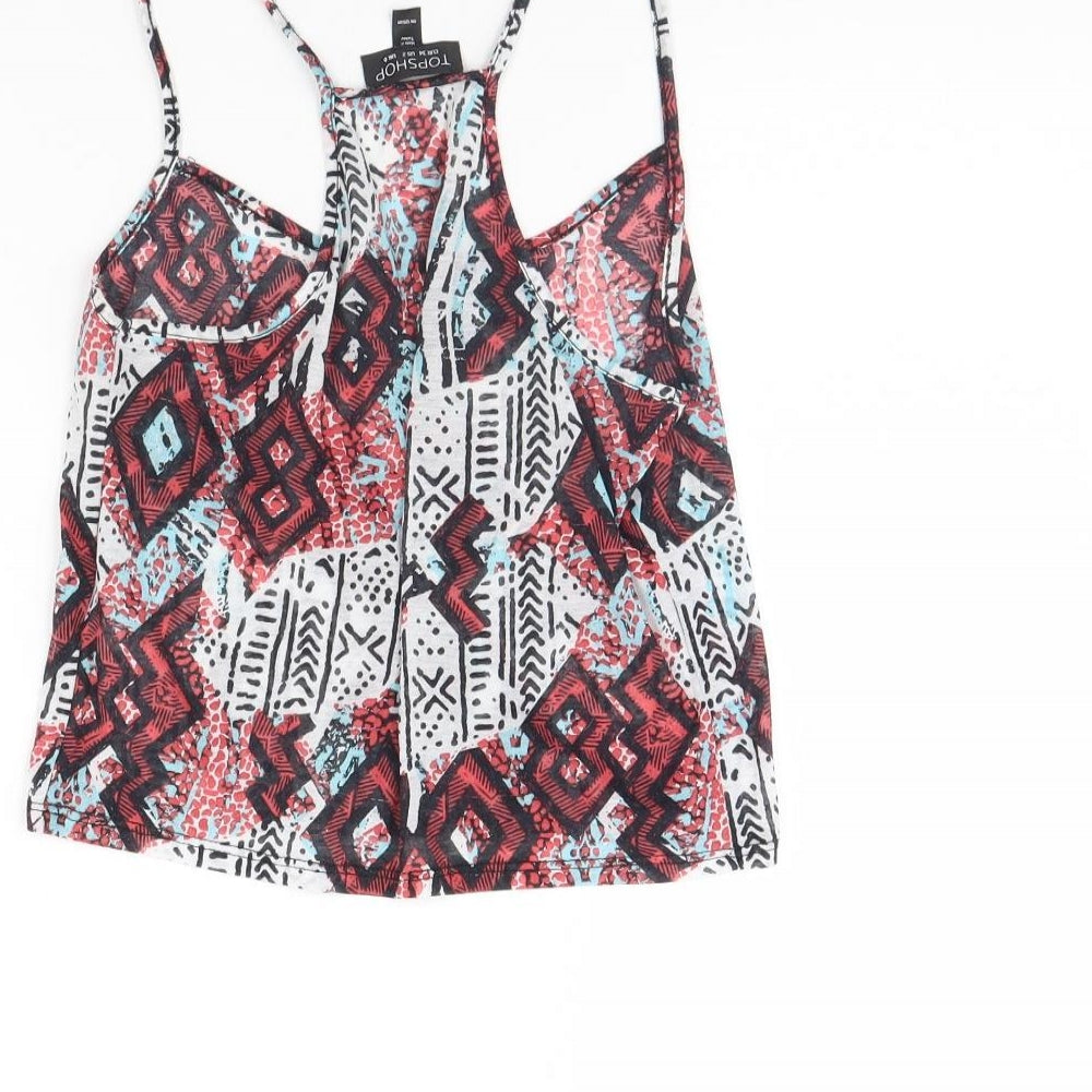 Topshop Womens White Fair Isle  Cropped Tank Size 6