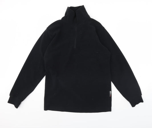 F.lli Campagnolo Mens Black  Fleece Henley Jumper Size M