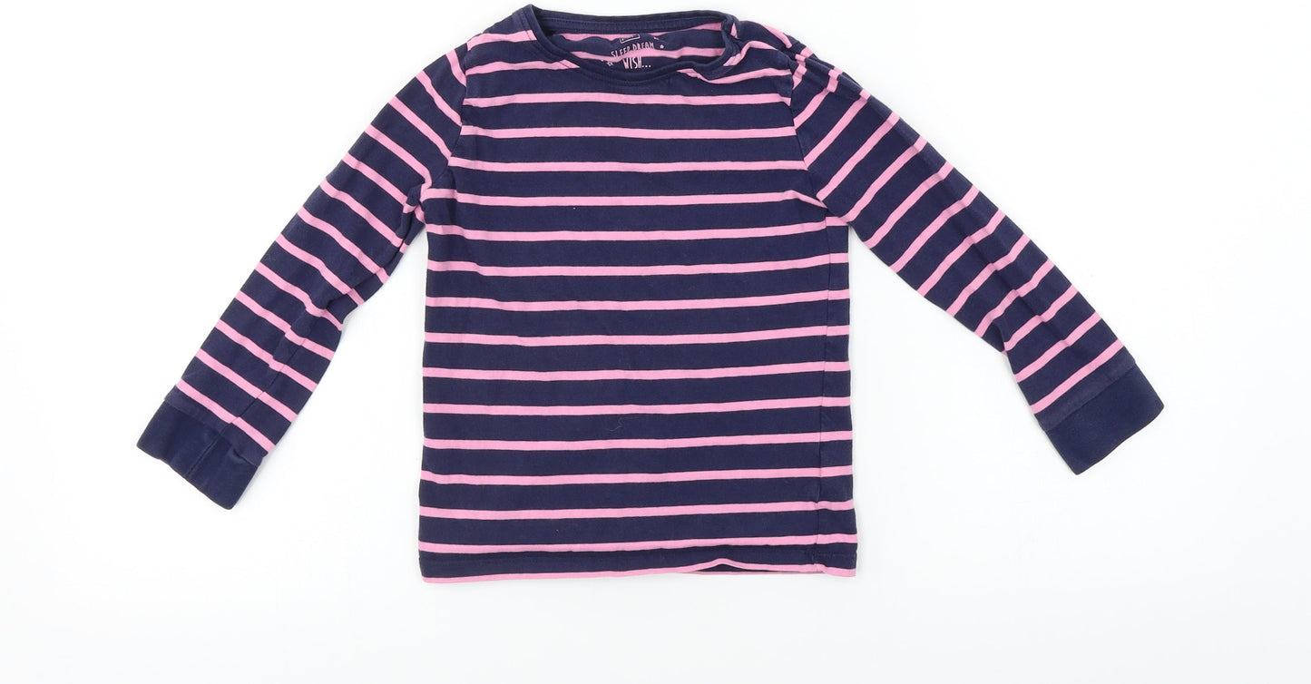 F&F Girls Blue Striped  Basic T-Shirt Size 5-6 Years