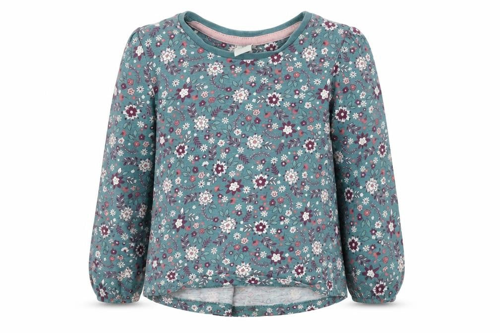Front view of Tu girls’ green floral camisole t-shirt, size 2, years