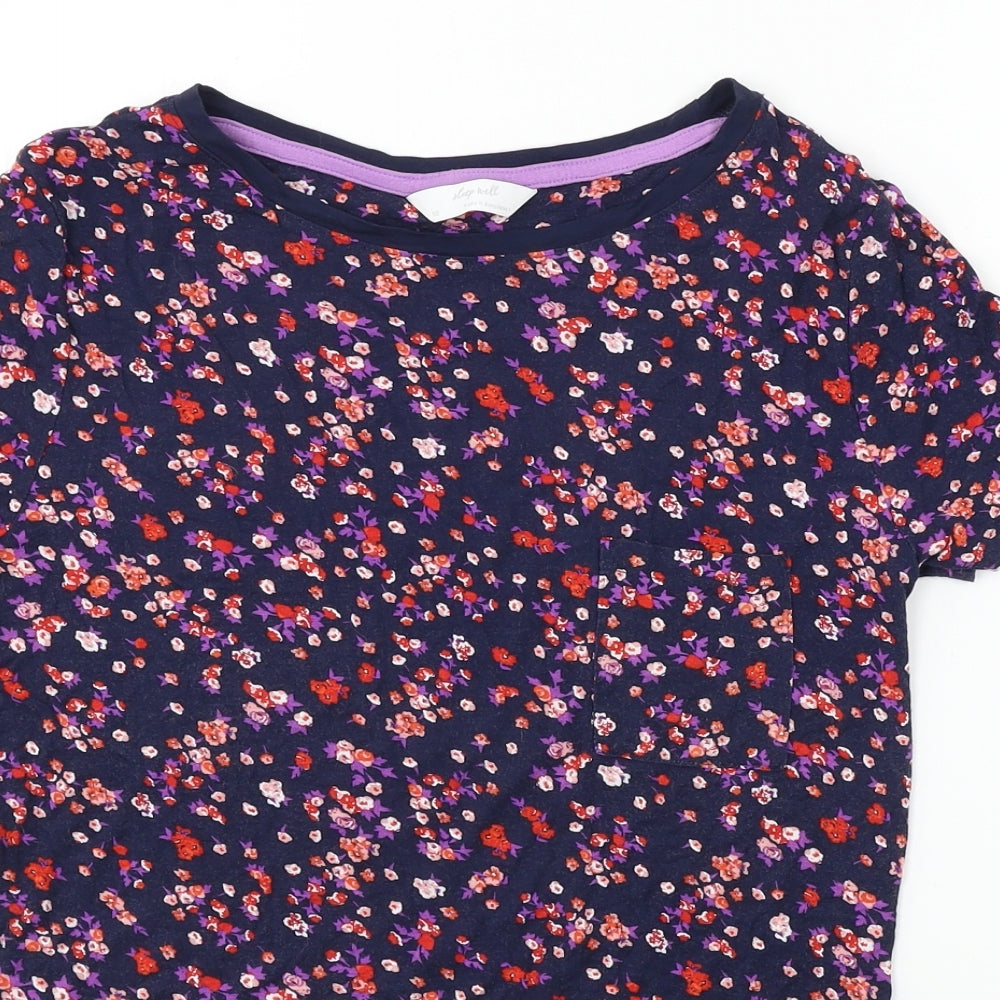 Sleep well  Womens Black Floral  Basic T-Shirt Size 10