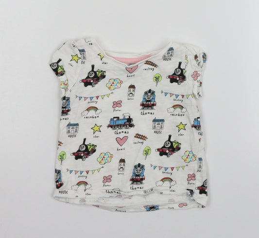 Nutmeg Girls White Geometric  Basic T-Shirt Size 12-18 Months
