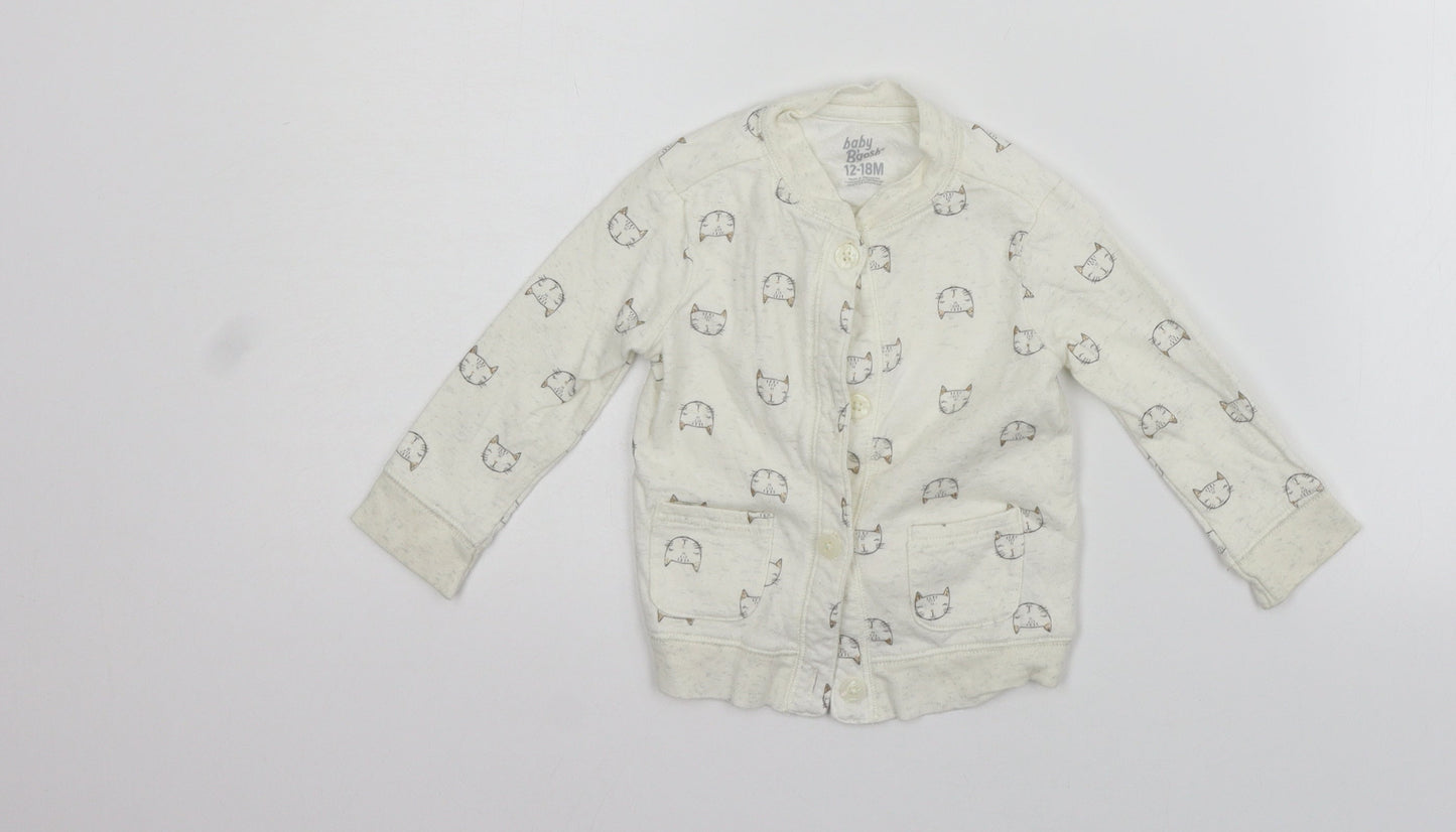 Baby Bgosh Girls Beige Geometric  Cardigan Jumper Size 12-18 Months
