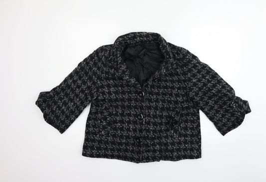 Preworn Womens Black Ikat  Jacket Blazer Size 14