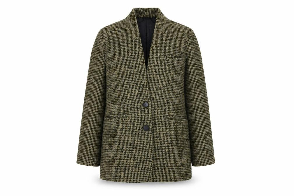 Mango Womens Beige Check  Jacket Coat Size 8