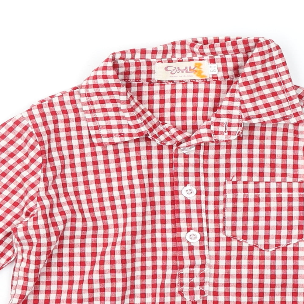 YLK Boys Red Check  Basic Button-Up Size 12 Months