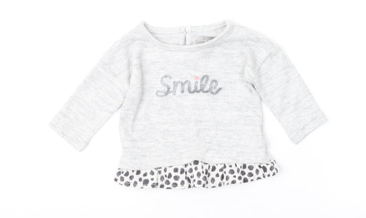 Primark Girls Grey Animal Print  Pullover Jumper Size 0-3 Months