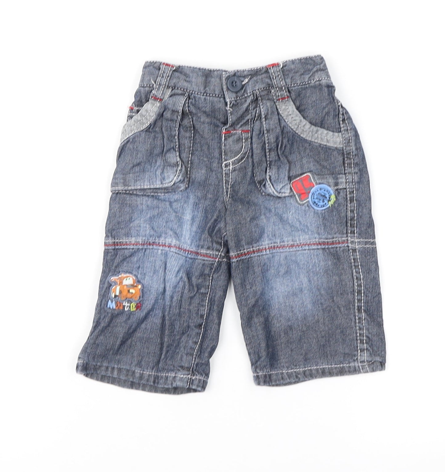 Disney Boys Blue  Denim Cargo Jeans Size 0-3 Months  - Cars