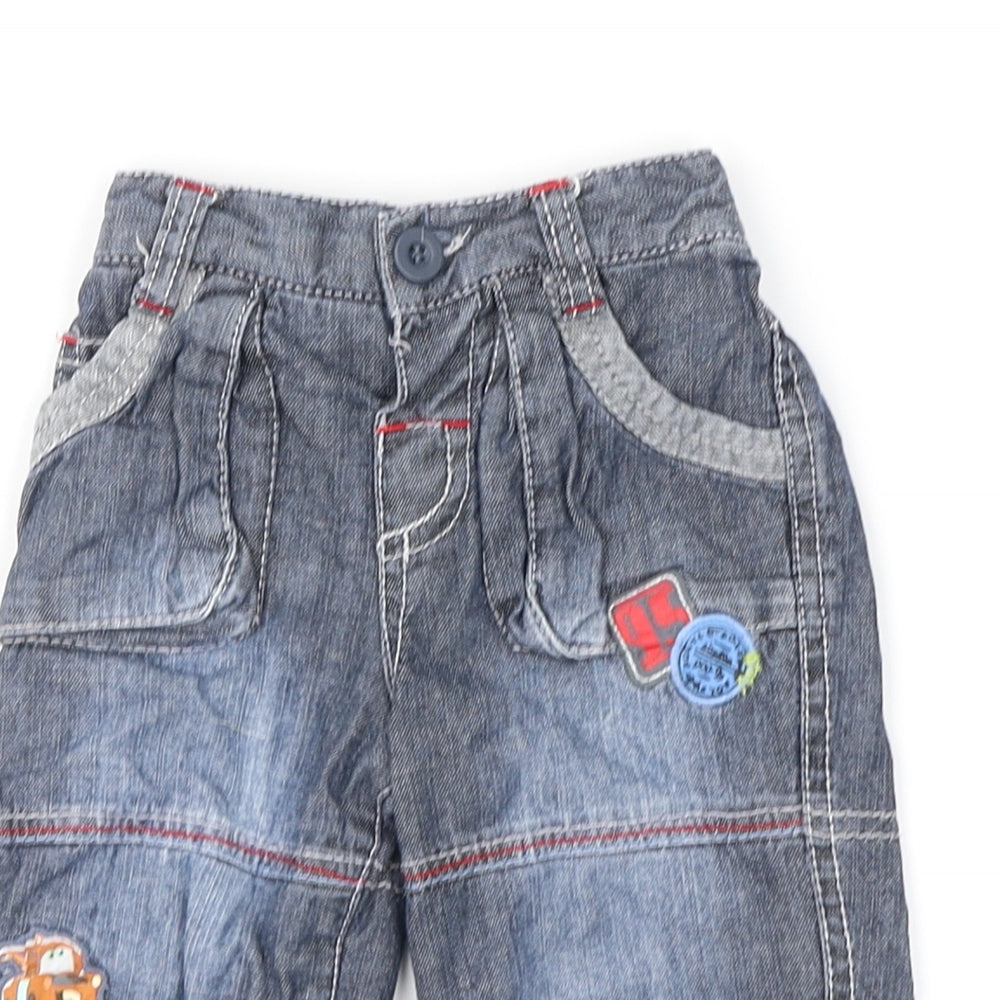 Disney Boys Blue  Denim Cargo Jeans Size 0-3 Months  - Cars