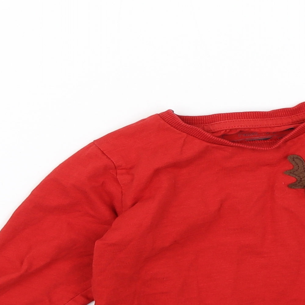 NEXT Boys Red   Basic T-Shirt Size 2-3 Years  - Reindeer