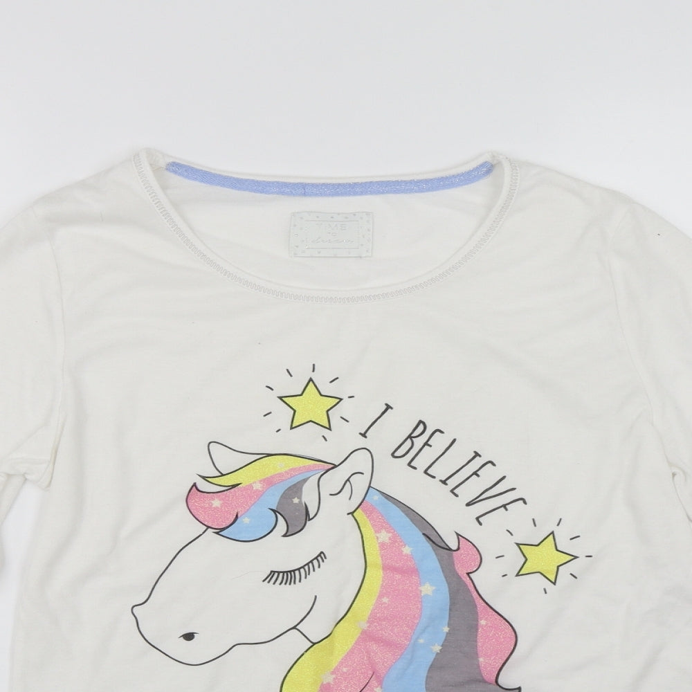 Matalan Womens White Solid  Top Pyjama Top Size 8  - Unicorn