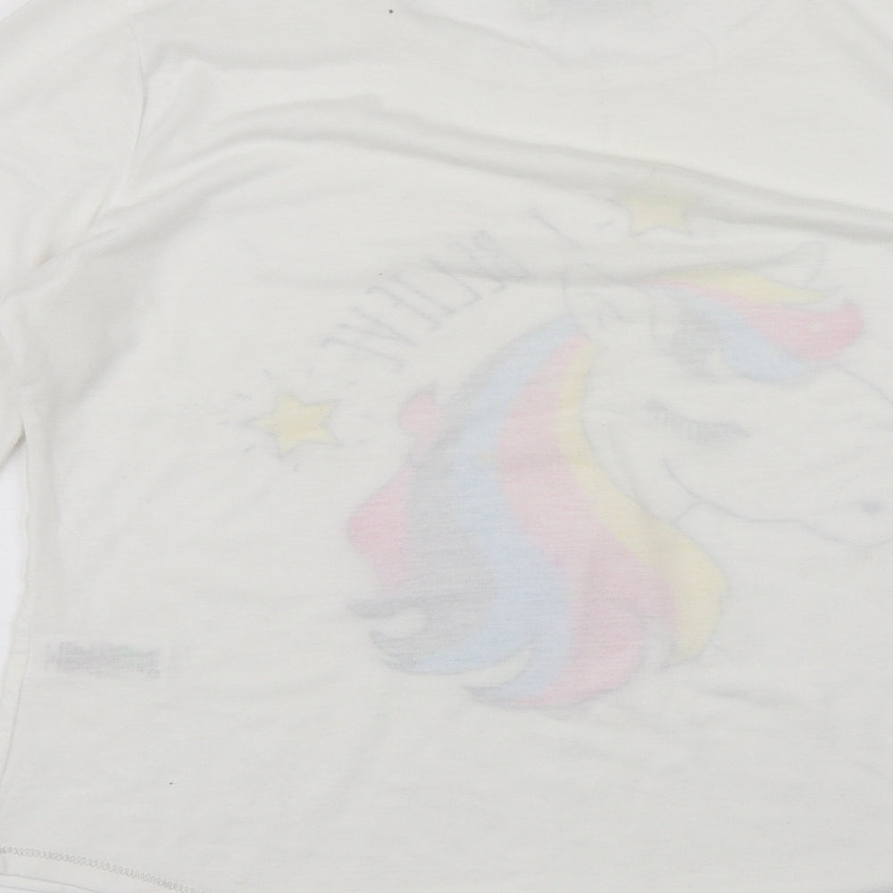 Matalan Womens White Solid  Top Pyjama Top Size 8  - Unicorn