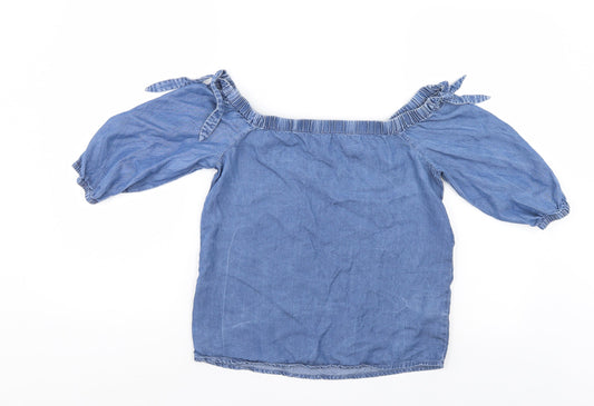 New Look Womens Blue  Denim Basic Blouse Size 6