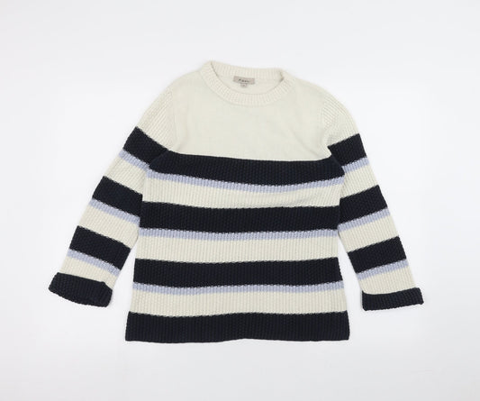 ken Womens White Striped  Pullover Jumper Size M